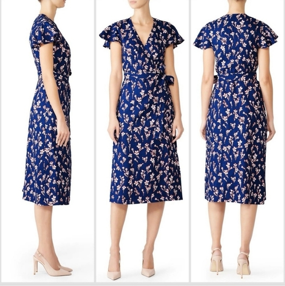 Draper James Blue Floral Linen Wrap Dress Size 0 NWT - Picture 10 of 10